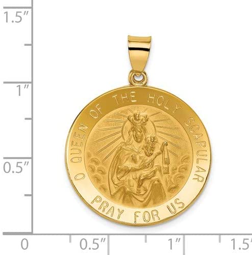 14k Yellow Gold Queen of the Holy Scapular Reversible Medal Pendant (28X25MM)