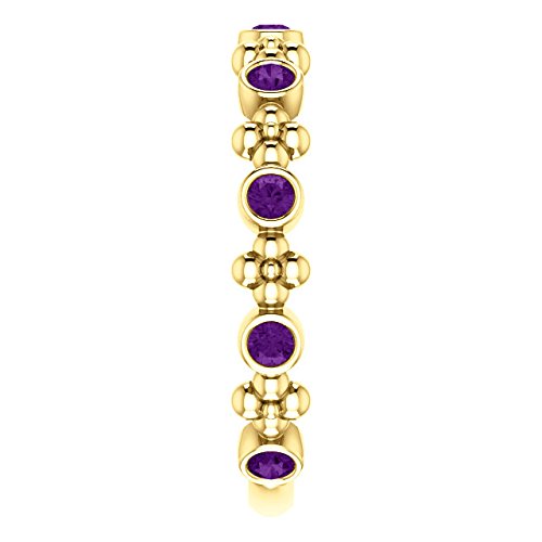 Genuine Amethyst Beaded Ring, 14k Yellow Gold