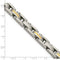 Men's Brushed Stainless Steel 14k Yellow Gold 9mm Inlay Link Bracelet, 8"