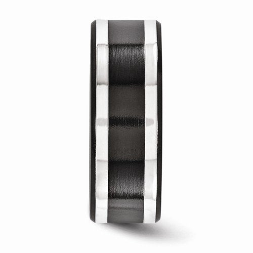 Black Ti Collection, Argentium Silver 9mm Comfort-Fit Titanium Band