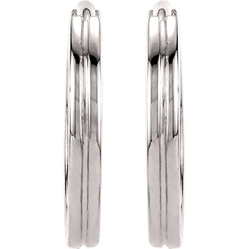 Grooved Hoop Earrings, 14k White Gold