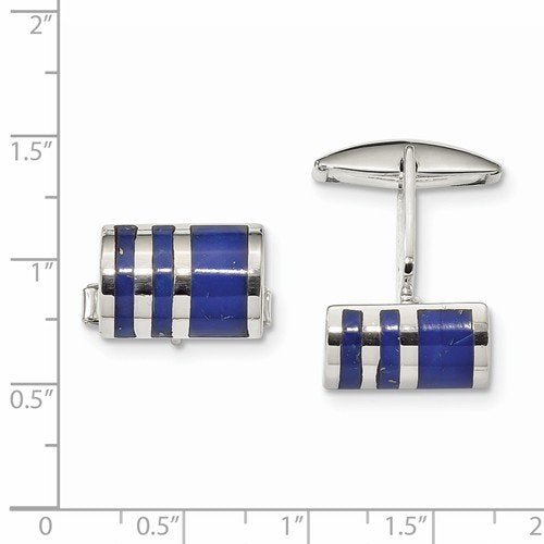 Sterling Silver Lapis Cuff Links, 25.8X16.4MM