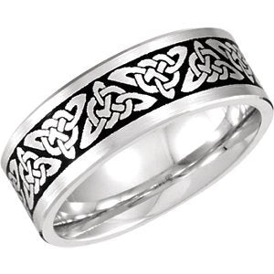 7mm 14k White Gold and Black Unity Knot Comfort Fit Ring, Size 5, 5.5, 6, 6.5, 7, 7.5, 8, 8.5, 9, 9.5, 10, 10.5, 11, 11.5, 12, 12.5, 13