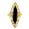 Inlaid Marquise Onyx Ring , 10k Yellow Gold, 12k Green and Rose Gold Black Hills Gold Motif