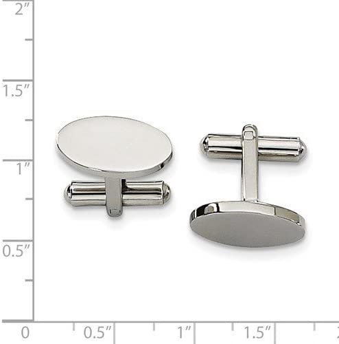 Stainless Steel Satin-Brushed round Cuff Links, 8x18MM