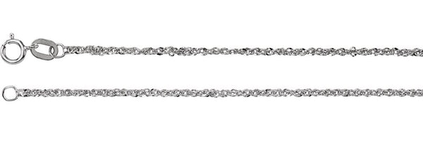 1.25mm Rhodium-Plated 14k White Gold Sparkle Singapore Chain, 16"