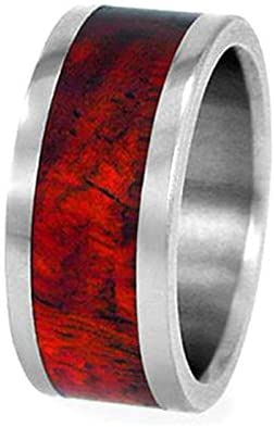 Amboyna Wood 8mm Comfort Fit Interchangeable Titanium Wedding Band, Size10.25