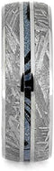 The Men's Jewelry Store (Unisex Jewelry) Gibeon Meteorite, Blue Mokume Gane 7mm Titanium Comfort-Fit Wedding Band, Size 13.25