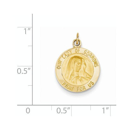 14k Yellow Gold Our Lady of Sorrows Medal Charm (20X15MM)
