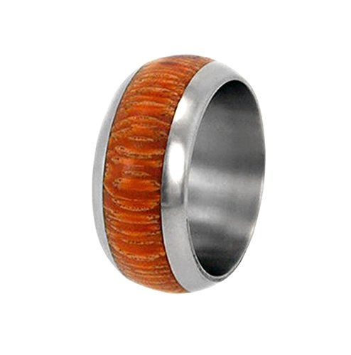 Marble Wood Inlay 10mm Comfort Fit Titanium Wedding Band, Size 10