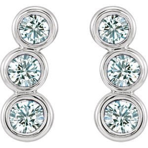 Diamond Three-Stone Ear Climbers, Sterling Silver (.5 Ctw, G-H Color, I1 Clarity)