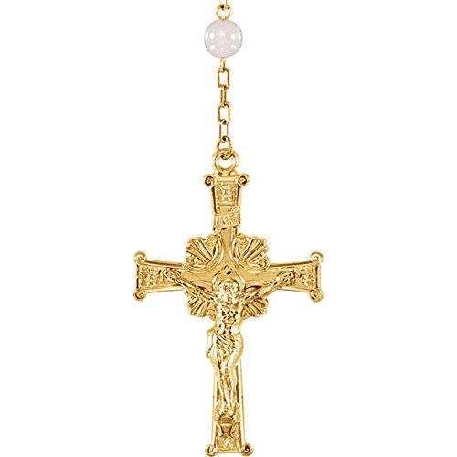 Rose Quartz Rosary with Yellow Gold Filled Heart Medal and Crucifix