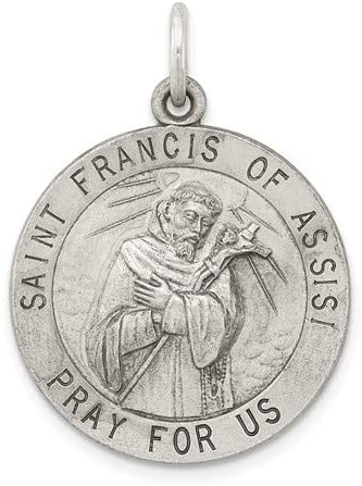 Sterling Silver Antiqued Saint Francis of Assisi Medal (30X22MM)