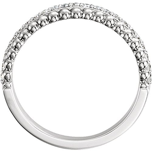 Platinum Diamond Beaded Ring, (1/4 Ctw, Color G-H, Clarity SI2-SI3), Size 6.75