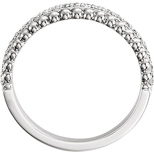 Diamond Beaded Ring, Rhodium-Plated 14k White Gold (1/4 Ctw, Color G-H, Clarity I1), Size 7.5