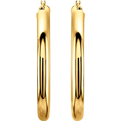 Tube Hoop Earrings, 14k Yellow Gold (40mm)