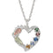 Citrine, Aquamarine, Sapphire, Garnet, Emerald Heart Pendant Necklace, Sterling Silver, 12k Green and Rose Gold Black Hills Gold Motif, 18"