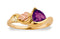 Petite Trillion Amethyst Ring, 10k Yellow Gold, 12k Green and Rose Gold Black Hills Gold Motif