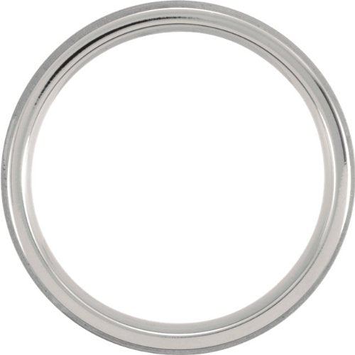 Titanium 7mm Flat Ridged Comfort Fit Band, Size 7