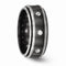 Edward Mirell Black Titanium and Polished Titanium White Sapphire Beveled 9mm Wedding Band