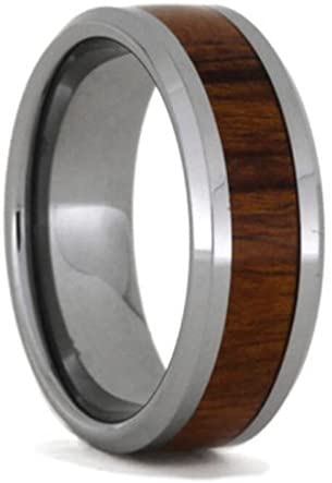 Interchanging Band: Green Box Elder Burl or Ironwood 9mm Comfort-Fit Titanium Band, Size 12