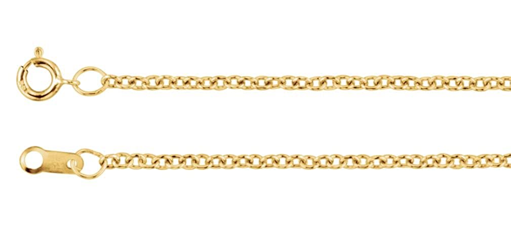 1.5mm 14k Yellow Gold Solid Cable Chain, 16"