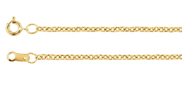 1.5mm 14k Yellow Gold Filled Solid Cable Chain, 30"