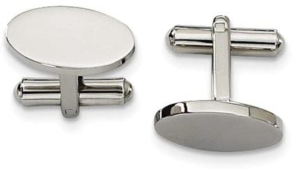 Stainless Steel Satin-Brushed round Cuff Links, 8x18MM