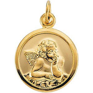 14k Yellow Gold Guardian Angel Medal (14.25 MM)