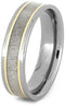 The Men's Jewelry Store (Unisex Jewelry) Deer Antler, 14k Yellow Gold Pinstripe 6mm Comfort-Fit Titanium Wedding Band