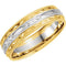 14k Yellow and White Gold Hand-Applied Milgrain Trim Engraved 6mm Comfort-Fit Band