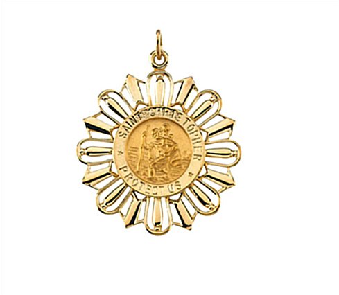 14k Yellow Gold St. Christopher Medal (30x26 MM)