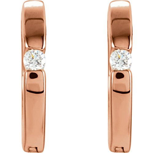 Diamond Hoop Earrings, 14k Rose Gold (.07 Ctw, Color GH, Clarity SI1)