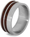 Amboyna Burl Wood 10mm Comfort-Fit Flat Titanium Band, Size 7.5