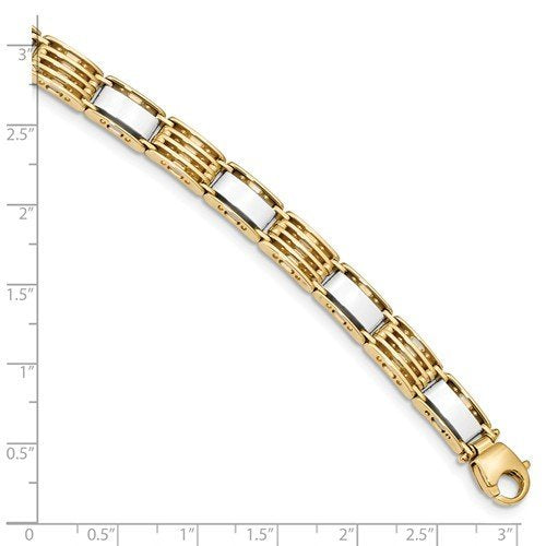 Men's Two-Tone 14k Yellow and White Gold Link Bracelet, 8.5"