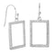 Open-Cut CZ Rectangle Rhodium Plated Sterling Silver Earrings