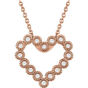 Diamond Heart 14k Rose Gold Pendant Necklace, 18" (1/8 Cttw)