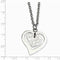 Stainless Steel Textured Heart Pendant Necklace, 18" and 1/2" Extender (35x21MM)