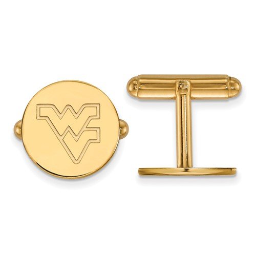 Gold-Plated Sterling Silver West Virginia University Round Cuff Links, 15MM