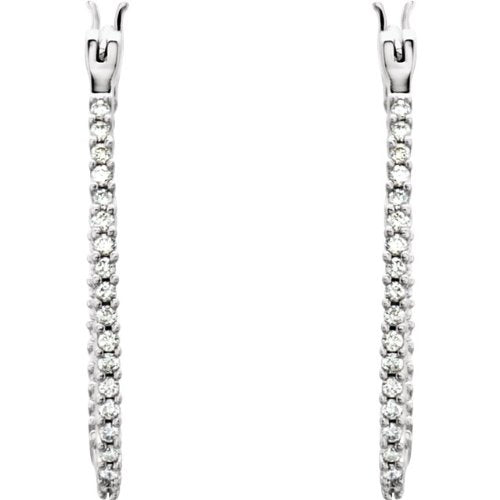 Diamond Inside-Outside Hoop Earrings, 14k White Gold (1 Ctw, Color G-H, Clarity I1 )