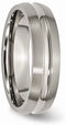 Brushed Satin Titanium Grooved 6mm Comfort-Fit Dome Band, Size 6.5