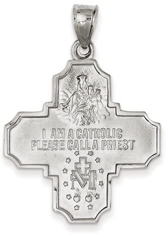 Rhodium-Plated 14k White Gold Four Way Medal Pendant (36X25MM)