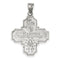 Rhodium-Plated 14k White Gold Four Way Cross Medal Pendant (30X25MM)