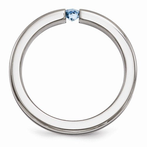 Radiance Collection Gray and Blue Titanium Sky Blue Topaz Princess 4mm Band