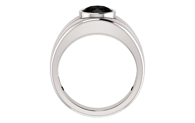 Men's Onyx 25mm Rhodium Plate 14k White Gold Band