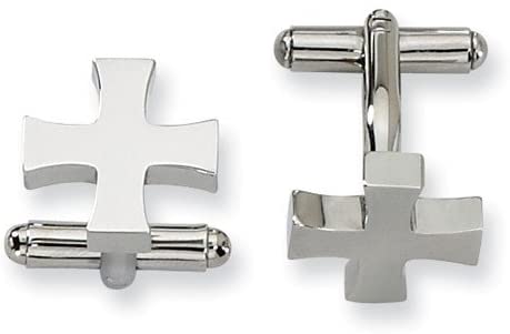 Stainless Steel Cross Cuff Links, 16MM