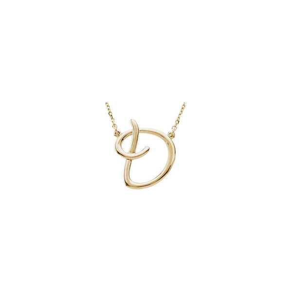 16" Script Initial 'D' Yellow Gold Necklace