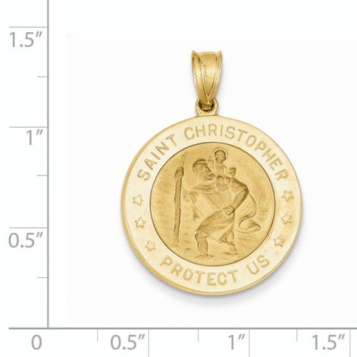 14k Yellow Gold Saint Christopher Medal Charm Pendant (32X23 MM)