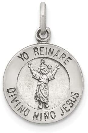 Sterling Silver Divino Nino Medal (Divine Infant Jesus) (26X18MM)