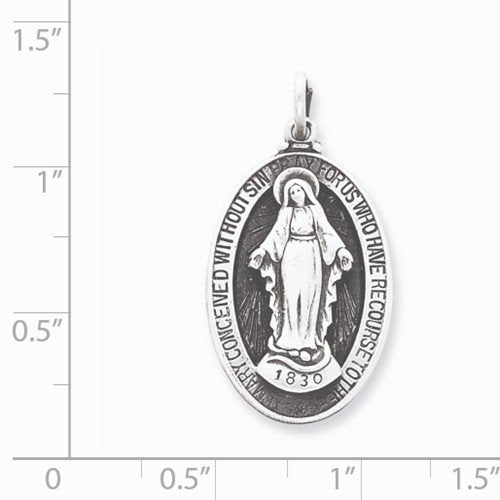 Sterling Silver Antiqued Miraculous Medal (30X16MM)